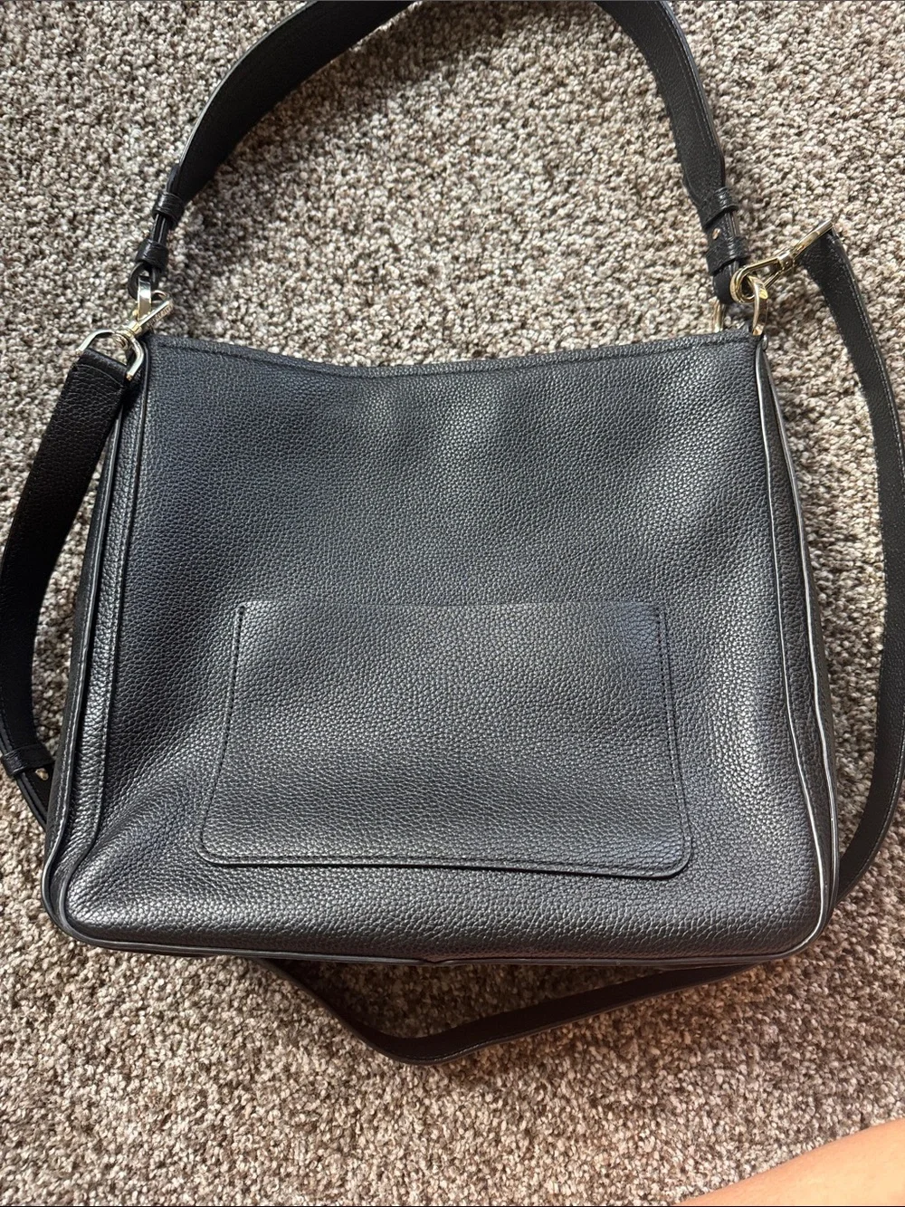 kate spade Black Pebbled Leather Shoulder Bag with Gold Hardware